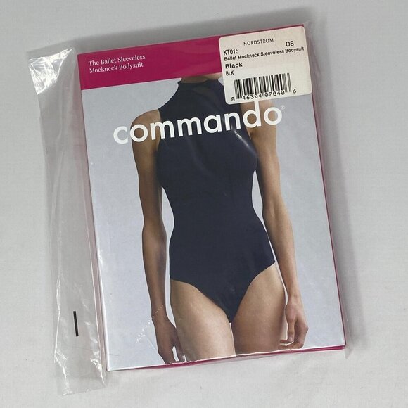 Commando Black Ballet Sleeveless Mockneck Bodysuit NWT One Size - Picture 1 of 5